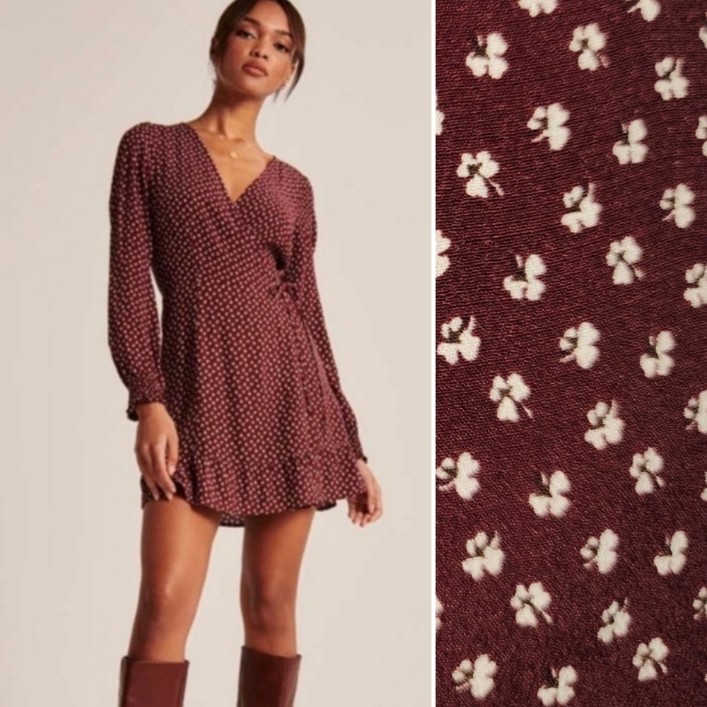Abercrombie & Fitch Burgundy Floral Mini Dress